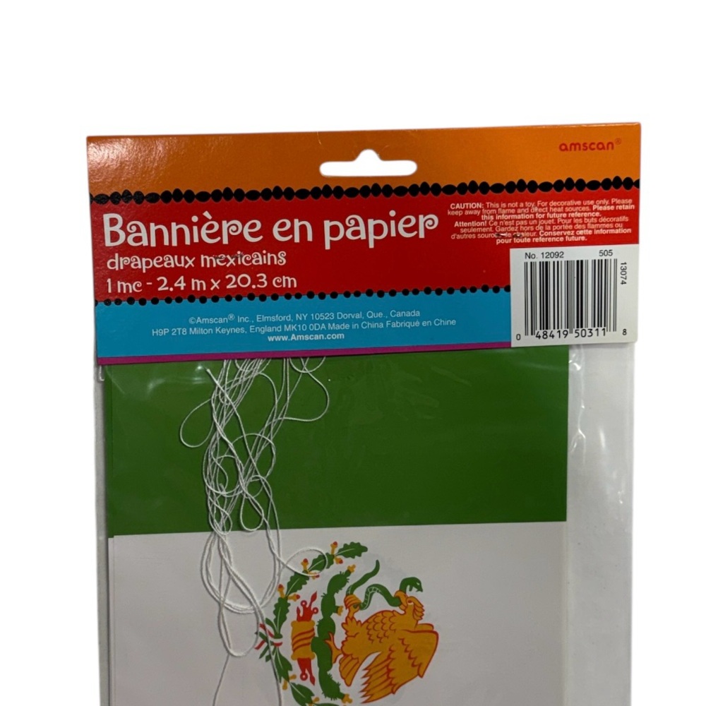 Amscan Mexican flag paper banner 8ft x 8in brand new in packaging never opened! - Picture 2 of 6